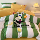 Purpdrank  Cartoon Embroidery Bedding Set Room Decor Breathable Single Double Comforter Four-Piece Set Pillowcases Bed Linens Home Textiles