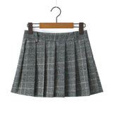 Purpdrank  Women Side Zipper Waist Plaid Tweed Mini Pleated Skirt The Spice Girls Ruched Hem A-line Short Skirts with Shorts lining