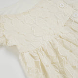 Purpdrank  See Through Lace A-Line T Shirt Casual Loose Square Collar Short Puff Sleeve Tees Women 2025 Summer Fashion Streetwear