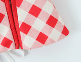 Purpdrank  Sexy Red Plaid Halter Collar Front Hook Buttons Slim Tank Top Women Bow Cross Bandage Lacing Up Back Zipper Camisole Summer Vest