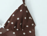 Purpdrank  Sexy Coffee Polka Dot Chiffon Lacing up Backless Camisole Tank Top + Zipper Low Waist Knee Length Mermaid Skirt 2 Pieces 1 Set