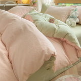 Purpdrank  High Quality Striped Printed Pure Cotton Bedding Sets Skin Friendly Breathable Soft Quilt Kit Non Color Fading Bed Set