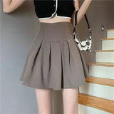 Purpdrank  High Waist Women's Pleated Skirts 2025 New Summer Spring Solid Color  A-line Skirts Female Preppy Style All Match Faldas Y2k