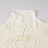 Purpdrank  Vintage Court Style Embroidery Hollow Out Turtleneck Long Sleeve Y2k All Match T-Shirts