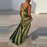 Purpdrank  Summer Sleeveless Camisole Women's Casual Dress Fashion Backless Hollow Holiday Dresses Sexy V-neck Side Split Bridesmaid Dress