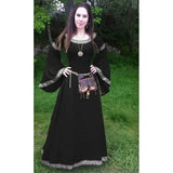 Purpdrank  Floor Length Renaissance Gothic Cosplay Halloween Costume Dress Women's Fashion Vintage Celtic Long Sleeve Medieval Dress