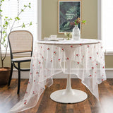 Purpdrank   French Romantic Jacquard Tablecloth Ultra-Transparent Gauze Christmas Decor for Shooting 2Pcs Washable Table Mat for All Seasons