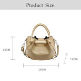 Purpdrank  Luxury Fold Drawstring Bucket Bag Korean Style PU Leather Crossbody Bag Simple Design with Inner Bag Women Satchels for Women
