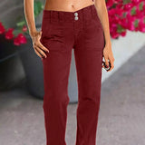 Purpdrank  Women's Fashion Denim Trousers Straight-Leg Double Button Detail Style Women's Clothing