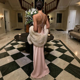 Purpdrank   Fashion Slim Fit Long Dresses Women Clothing Solid Color Backless Hollow Cocktail Dress Summer Sleeveless Satin Bridesmaid Dress