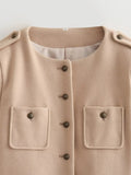 Purpdrank  Luxury Spring Autumn Bomber Jackets New Single-Button O-Neck Pocket Soft Short Tops Long-Sleeve Jacket for Women Harajuku Coats