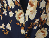 Purpdrank  Summer Holiday Navy Blue Floral Print Bow Lacing Up Strap Sling Dress Women Elastic Back Ruffles Hem Short Dresses Vestidos Robe