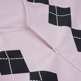 Purpdrank  Fashion Argyle Print Matching Set Women's Zip-up Front V-Neck Long Sleeve T Shirt&Shorts 2 Piece Outfit Casual Lounge Wear