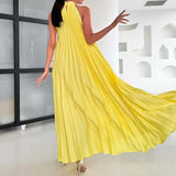 Purpdrank  Women Sexy Off Shoulder Dress New Elegant Solid Swing Loose Party Dress Spring Female Halter Slim Banquet Long Dress