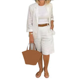 Purpdrank  Fashion Two Piece Set Women Casual Sling Shirts Coat And Elastic Waist Shorts Loose Outfits Streetwear Customized Matching Sets