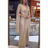 Purpdrank  European Style V Neck Solid Color Long Sleeve Party Club Bodycon Dress Female Elegant Sexy Long Maxi Dresses
