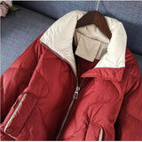 Purpdrank  Autumn Winter Quilted Jacket Women Clothing Warm Puffer Jacket Long Sleeve Parka Cotton-padded Coat Design Windproof Outerwear