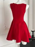 Purpdrank  Women's Elegant French Romantic Princess Bow Red Dress V-Neck Sleeveless A-Line Mini Dresses Eveninng Party 2025 Spring Summer