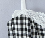 Purpdrank  Sexy Black White Plaid Spliced Lace With Wire Chest Corset Camis Women Side Zipper Crop Top Camisoles Bra Tank Vest