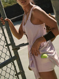 Purpdrank  Women Tennis Workout Mini Dress with Built in Bra and Shorts Set Summer Cut Out Sleeveless Athletic Golf Dress