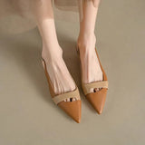 Purpdrank  Summer NewFashion able Pointed Leather Face Color Block Light Mouth Women's Comfortable Sandals for External Wearing autumn