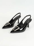 Purpdrank  Women's Kitten Heel Slingback Low Pumps 3 Inches Stiletto Pointed Closed Toe Elegant Dressy Bridal Wedding Party Shoes