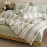 Purpdrank  New Class Duvet Cover Knitted Cotton Printing Small Fresh King Size Queen Size Set Bed Sheet Bed Hat 4Pcs Set