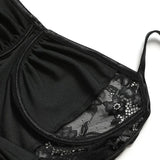 Purpdrank  Sexy Black Sheer Lace Panel Sling Maxi Dress Women's Sleeveless Hollow Out Slim Bodycon Party Gown Formal Prom Night Dress