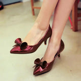 Purpdrank  Design Sweet Women Pumps Pointed Toe Small Heels 6cm Slip On Bowknot 46 47 48 Fashion Dating Female Shoes