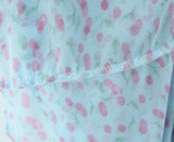 Purpdrank  Sexy Mesh Blue Fruit Print Elastic Strap Short Sleeve Dress Bow Square Collar Mini Tank Dresses Slim Fit Woman Robe