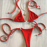 Purpdrank  Push Up Bikini Women 2025 Sexy Swimsuit Shiny Button Swimwear Female Bandeau Biquini Solid Swimming Suit Beachwear Bathingsuit