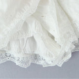 Purpdrank  Ballet Girl White Embroidery Hollow Out hole Spliced Lace Shorts Women Holiday Elastic Waist Short Pants With Linging