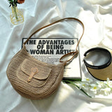 Purpdrank  Fashionable Rattan Handmade Shoulder Bag Solid Color Adjustable Shoulder Strap Crossbody Bag Versatile Women's Bag