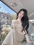 Purpdrank Winter Knitting Midi Dress Women One Piece Dress Korean Fashion Office Lady Casual Long Sleeve Elegant Knitted Dress Slim