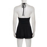 Purpdrank  Party Clubwear Hollow Out Playsuits Sexy Slim Hollow Out Halter Backless Sleeveless Rompers Women Summer Fashion Streetwear