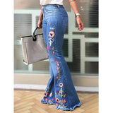 Purpdrank  Plus Size New 2025 Women's plus Size Micro Flare Jeans Elastic Embroidered Denim Pants Washed Effect Comfortable Fit Trousers