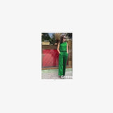 Purpdrank  Ladies Casual Faion Set Svel Wide Leg Pants ket Design Polyester Fabric for Women in Their 20s And 30s