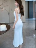 Purpdrank Sexy Spaghetti Strap Womens Dresses French Style Sleeveless Bodycon Evening Party Midi Dress Summer Slim Chic Vestidos Mujer New