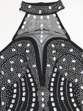 Purpdrank  Sexy see through rhinestone black summer dress women clothing backless club birthday party dress vestidos midi evening dresses