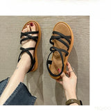 Purpdrank  Women's flat bottomed elastic band soft soled summer sandals for comfort  leisure flat bottomed non slip sandals for women