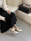 Purpdrank  Elegant Bowknot Low Heel Modern Slippers for Women Pointed Toe Backless Slide Sandals Female Elegant Dress Mueller Pumps Ladies