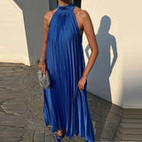 Purpdrank  Women Sexy Off Shoulder Dress New Elegant Solid Swing Loose Party Dress Spring Female Halter Slim Banquet Long Dress