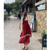 Purpdrank  Fringe Spliced Camisole Dress New Spring/summer Design with an Asymmetrical Hem for Women's Office Wear