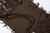 Purpdrank  Deep V-Neck Sexy Sequins Tassel Women Two Piece Dress Sets 2025 Fashion Summer Halter Backless Cropped Top and Mini Skirts Suit