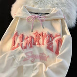 Purpdrank  Women's American-Style Blockbuster Hip Hop Fashion Foaming Letter Hooded Sweater Vintage Hong Kong Chic Coat New