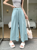 Purpdrank  High Quality Cotton Linen Wide Leg Pants Women Fahsion Solid Color Ankle-length Trouser Casual  All Match Streetwear Clothing