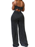 Purpdrank  Summer Jumpsuits Women's Fashion Polka Dot Sleeveless Square Neck Full Length Wide Leg Vacation Jumpsuits
