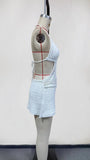 Purpdrank  Hand Crochet Knitted Hollow Out Mini Dress Women Sexy V Neck Lace Up Halter Backless Bikini Vacation Cover Ups Beachwear Outfits