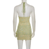 Purpdrank  Sexy Bandage Lace Bodycon Dress Slim O-Neck Backless Sleeveless Mini Dresses For Women Summer Fashion Streetwear
