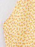 Purpdrank  Women Sexy Sleeveless Floral Print Hem Cascading Ruffle Halter Dress Female Chic Backless Zipper Party Vestidos DS9251